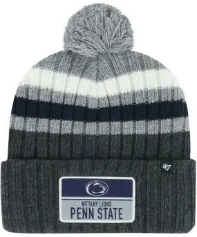 '47 Brand Men's '47 Brand Charcoal Penn State Nittany Lions StackÃÂ Striped Cuffed Knit Hat with Pom